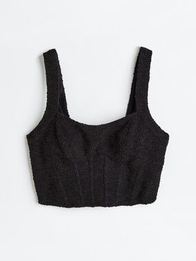 H&M Textured-weave corset-style top